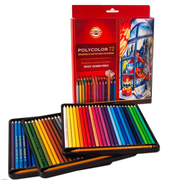 Карандаши цветные художественные Koh-I-Noor "Polycolor 3837", 72цв., заточен.+ 2 точилки+3 ч/гр. кар. 1500, картон, европодвес