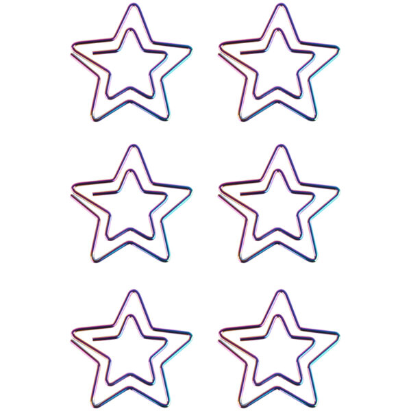 Скрепки фигурные 25мм, Meshu "Stars", 6шт., пакет с европодвесом