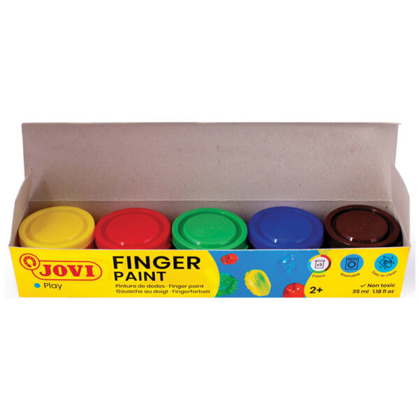 Краски пальчиковые JOVI, 05 цветов, 175г, картон