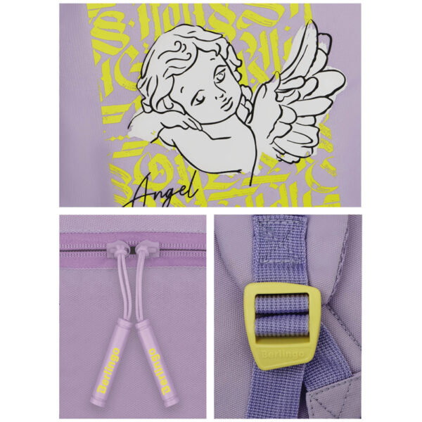 Рюкзак Berlingo Light "Angel lilac" 39,5*28*16см, 2 отделения, 3 кармана, уплотненная спинка