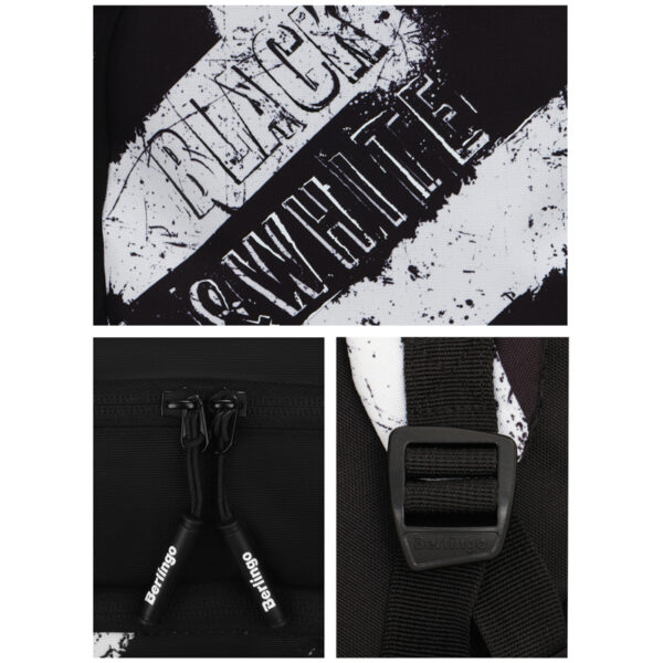 Рюкзак Berlingo Light "Black White" 39,5*28*16см, 2 отделения, 3 кармана, уплотненная спинка