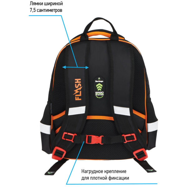 Рюкзак Berlingo Kids "Racing sport" 36*27*12см, 1 отделение, 2 кармана, эргономичная спинка, LED кант