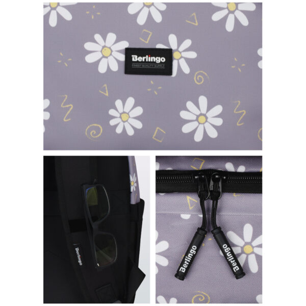 Рюкзак Berlingo Casual "Chamomile black" 39,5*27*13см, 1 отделение, 3 кармана, уплотненная спинка