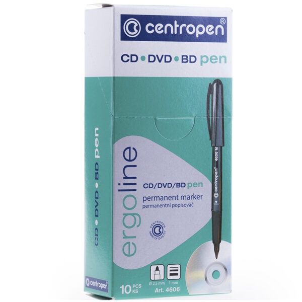 Маркер перманентный для CD/DVD Centropen "4606" черный, 1мм