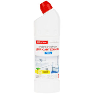 Чистящее средство для сантехники OfficeClean "Лимонная свежесть", гель с хлором, 1л