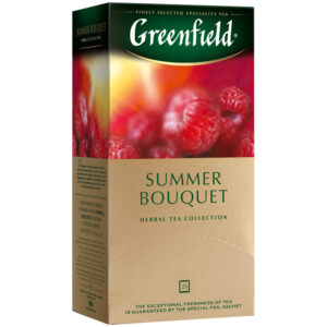 Чай Greenfield "Summer Bouquet", травяной аром. малина,шиповн., 25 фольг. пакетиков по 1,5г