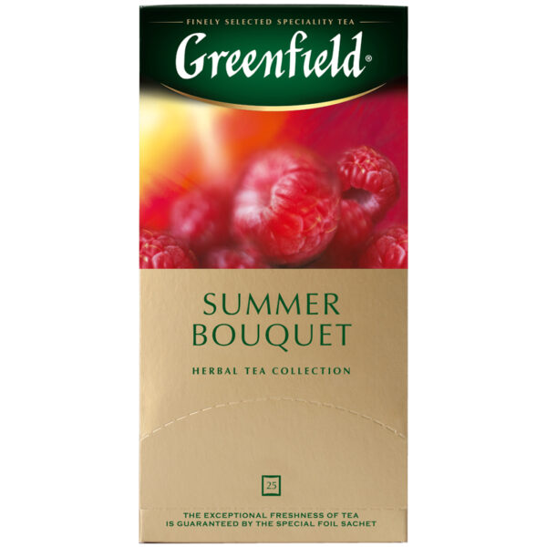Чай Greenfield "Summer Bouquet", травяной аром. малина,шиповн., 25 фольг. пакетиков по 1,5г