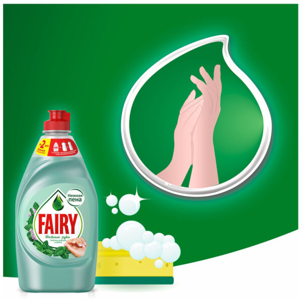 Средство для мытья посуды Fairy "Нежные руки. Чайное дерево и мята", 450мл