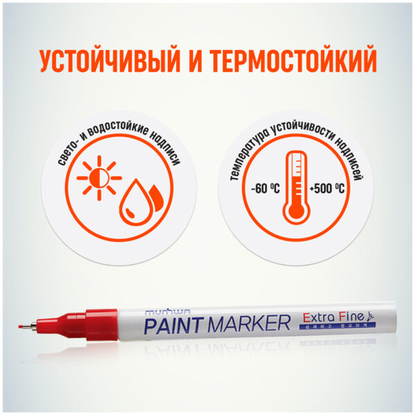 Маркер-краска MunHwa "Extra Fine Paint Marker" красная,1мм, нитро-основа