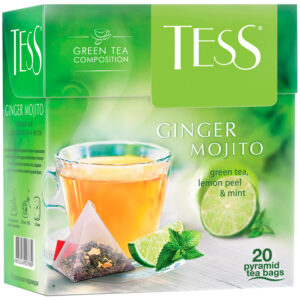 Чай Tess "Ginger Mojito", зеленый, цитрус, имбирь, мята, 20 пакетиков-пирмидок по 1,8г