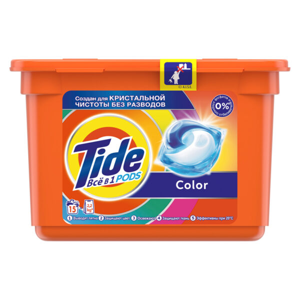 Капсулы для машинной стирки Tide "Color", 15шт.*24,8г