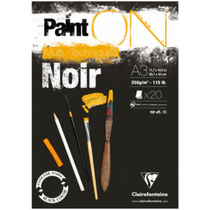 Скетчбук - альбом для смешанных техник 20л., А3 Clairefontaine "Paint ON Noir", на склейке, 250г/м2, черная