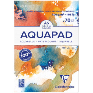 Альбом для акварели 70л., А5, на склейке Clairefontaine "Goldline Aqua", 300г/м2, холод. прессование