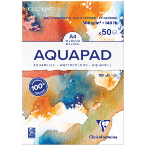 Альбом для акварели 50л., А4, на склейке Clairefontaine "Goldline Aqua", 300г/м2, холод. прессование