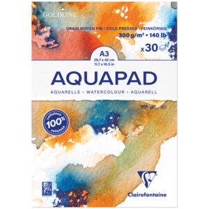 Альбом для акварели 30л., А3, на склейке Clairefontaine "Goldline Aqua", 300г/м2, холод. прессование
