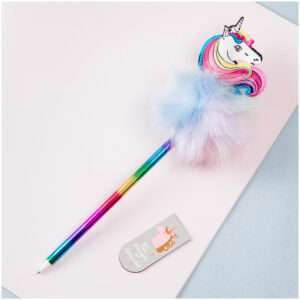 Ручка шариковая MESHU "Rainbow Unicorn" синяя, 0,7мм, корпус ассорти