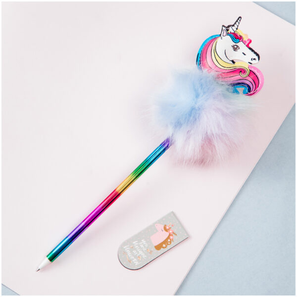 Ручка шариковая MESHU "Rainbow Unicorn" синяя, 0,7мм, корпус ассорти