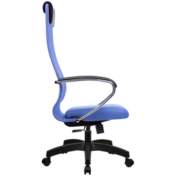 Кресло руководителя Метта SU-BK-8 PL, ткань-сетка синяя №23, спинка-сетка, топ-ган (101/001)
