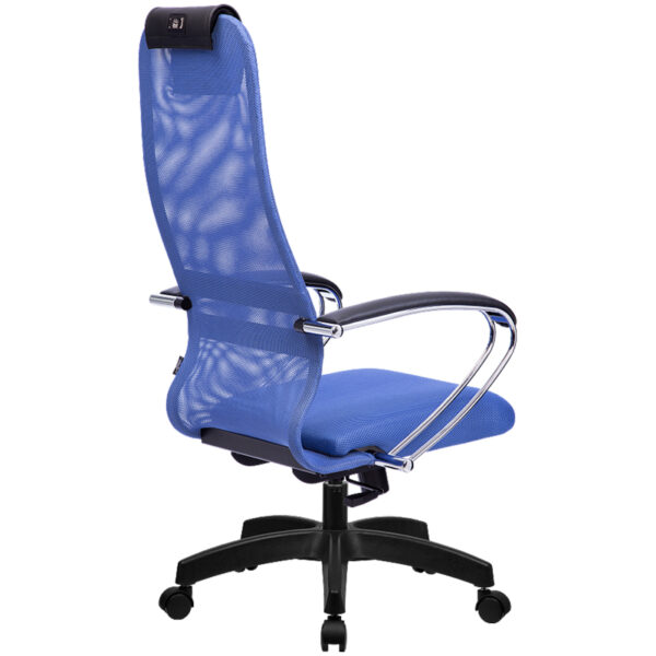 Кресло руководителя Метта SU-BK-8 PL, ткань-сетка синяя №23, спинка-сетка, топ-ган (101/001)
