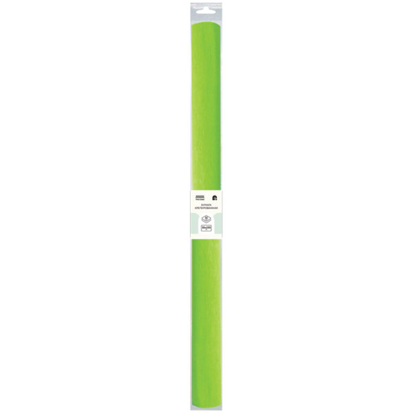 Бумага крепированная ТРИ СОВЫ, 50*250см, 32г/м2, зеленое яблоко, в рулоне, пакет с европодвесом