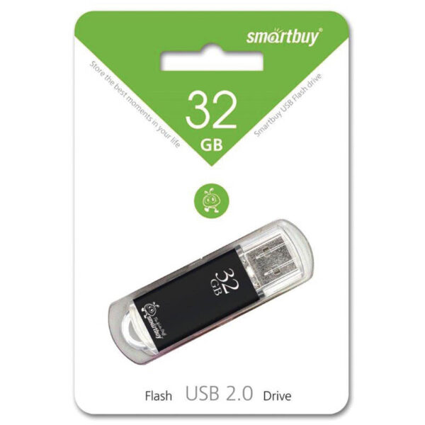 Память Smart Buy "V-Cut"  32GB, USB 2.0 Flash Drive, черный (металл. корпус )