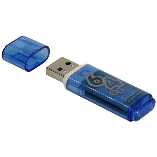 Память Smart Buy "Glossy"  64GB, USB 2.0 Flash Drive, голубой