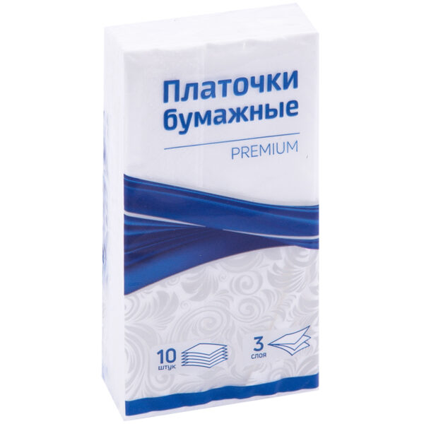 Платки бумажные носовые OfficeClean "Premium", 3-слойные, 18*20см, белые, 10 пачек по 10шт.