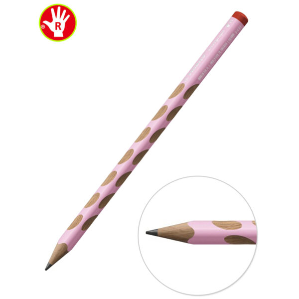 Карандаш ч/г Stabilo "Easy graph" HB, трехгранный, с углублением для пальцев, для правшей, цвет пастельный розовый