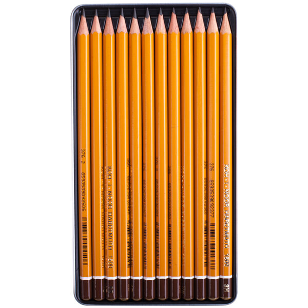Набор карандашей ч/г Koh-I-Noor "1500 Art" 12шт., 8B-2H, заточен., метал. пенал