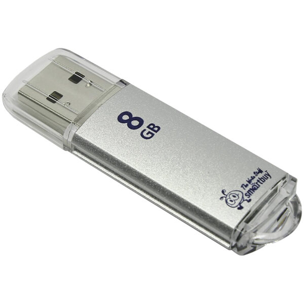 Память Smart Buy "V-Cut"  8GB, USB 2.0 Flash Drive, серебристый (металл. корпус )