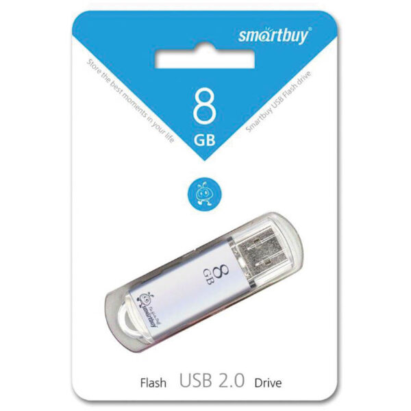 Память Smart Buy "V-Cut"  8GB, USB 2.0 Flash Drive, серебристый (металл. корпус )