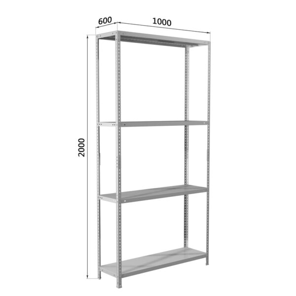 Стеллаж Практик MS 200KD 1950*1000*600мм, 4 полки, серый, комплект