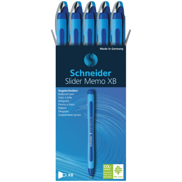 Ручка шариковая Schneider "Slider Memo XB" синяя, 1,4мм, грип