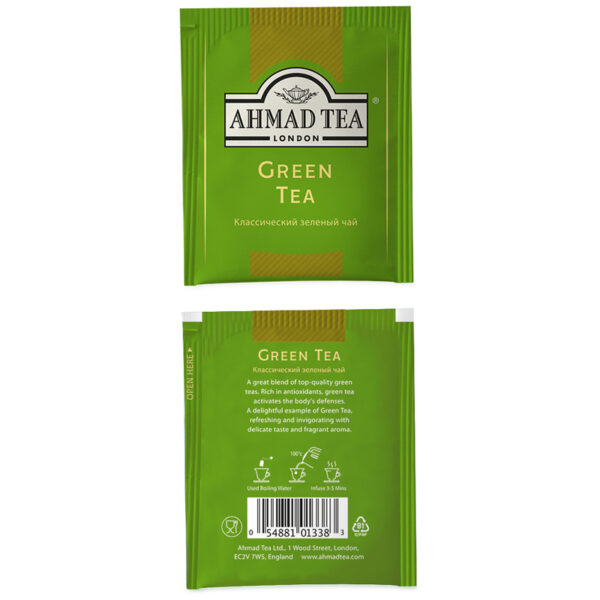 Чай Ahmad Tea "Green Tea", зеленый, 100 фольг. пакетиков по 2г