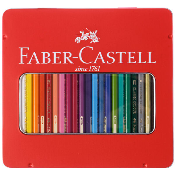 Карандаши цветные Faber-Castell "Замок", 24цв., шестигр., заточ., метал. кор.