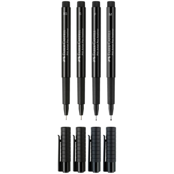 Набор капиллярных ручек Faber-Castell "Pitt Artist Pen" черные, 4шт., 0,1/0,3/0,5/0,7мм, пласт. уп., европодвес