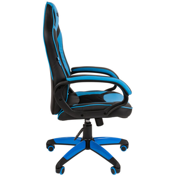 Кресло игровое Helmi HL-S16 "Pilot", экокожа, черная/синяя, механизм качания