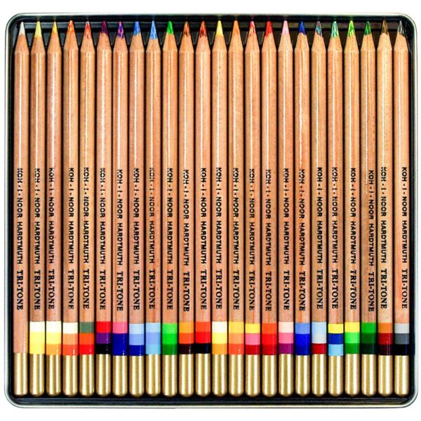 Карандаши многоцветные Koh-I-Noor "TRI-TONE 3444", 24шт., металл.коробка