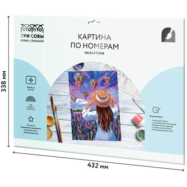 Картина по номерам на картоне ТРИ СОВЫ "Воздушные шары", 30*40, с акриловыми красками и кистями