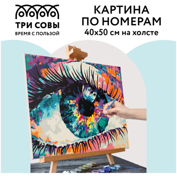 Картина по номерам на холсте ТРИ СОВЫ "Волшебство взгляда", 40*50, с акриловыми красками и кистями