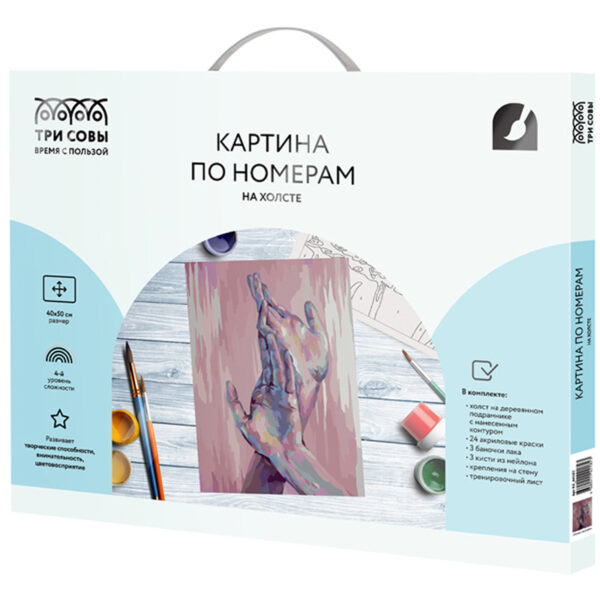 Картина по номерам на холсте ТРИ СОВЫ "Прикосновения", 40*50, с акриловыми красками и кистями