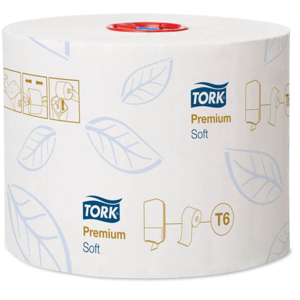 Бумага туалетная Tork "Premium"(Т6) 2-слойная, Mid-size рулон, 90м/рул, мягкая, тиснение, белая