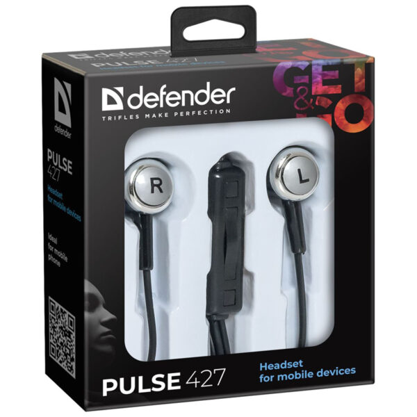 Наушники-вкладыши с микрофоном Defender "Pulse" 427, 1,2м, черный