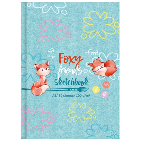 Скетчбук 80л., А5 7БЦ BG "Foxy sketch", матовая ламинация, выб. лак, 100г/м2