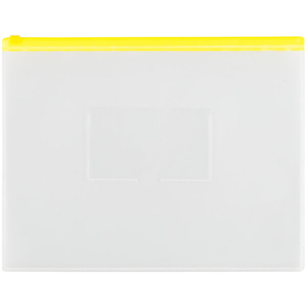 Папка-конверт на молнии OfficeSpace А4, прозрачная, 150мкм, молния желтая