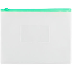 Папка-конверт на молнии OfficeSpace А5, прозрачная, 150мкм, молния зеленая