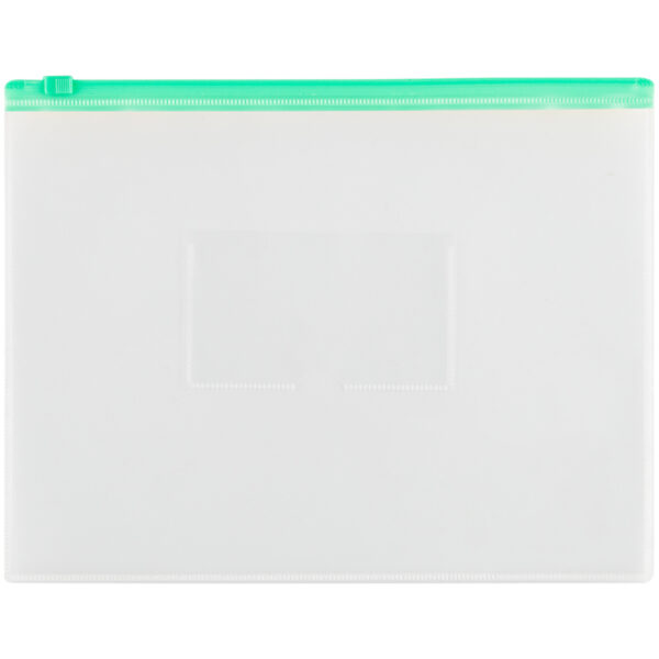 Папка-конверт на молнии OfficeSpace А5, прозрачная, 150мкм, молния зеленая