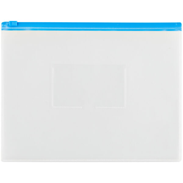 Папка-конверт на молнии OfficeSpace А5, прозрачная, 150мкм, молния синяя