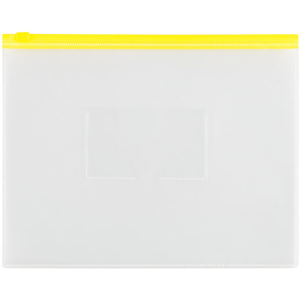Папка-конверт на молнии OfficeSpace А5, прозрачная, 150мкм, молния желтая
