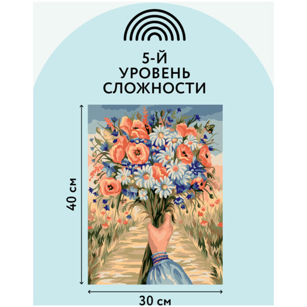 Картина по номерам на картоне ТРИ СОВЫ "Полевые цветы", 30*40, с акриловыми красками и кистями